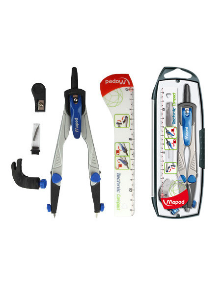COMPAS MAPED 538700 C/ADAPTADOR UNIVERSAL ESTUCHE MINAS Y AFILAMINAS