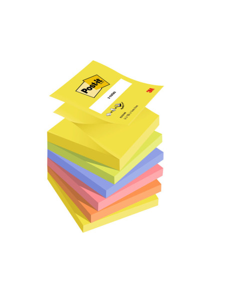 BLOC NOTAS ADH. POST-IT 76X76MM Z-NOTES 6UD 100H. COL.SURT. INTENSO
