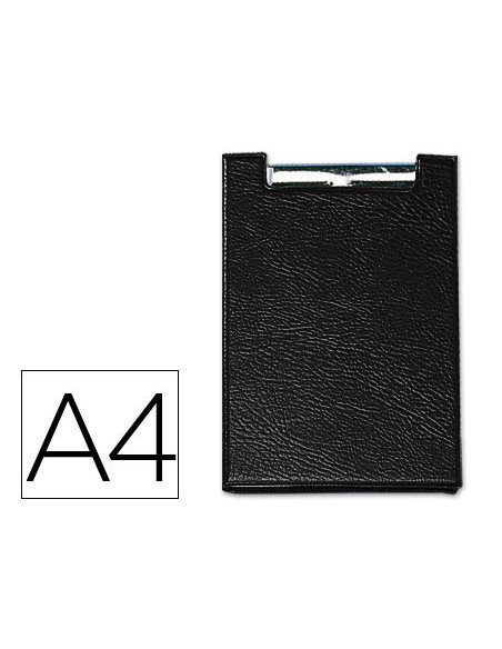 PORTANOTAS A4 PINZA SUPERIOR CON SOLAPA PLASTICO SARO 460  NEGRO
