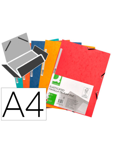 CARPETA GOMAS Q-CON.320X243MM SIMIL-PRESPAN 3 SOLAPAS LOMO 15CM SURT.