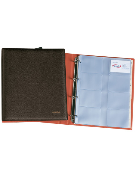 TARJETERO EXTRAGRANDE PARDO FL.320 TARJETAS SIMIL-PIEL NEGRO