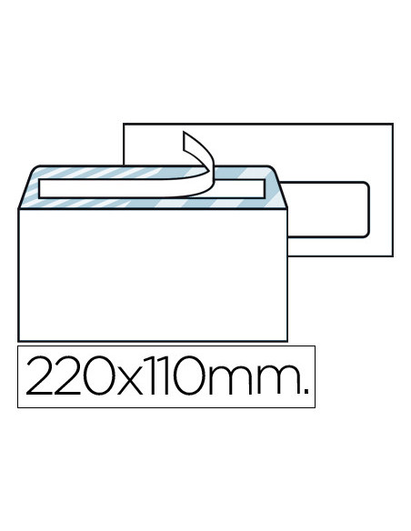 SOBRE N.3 BLANCO DIN AMERICANO V/D 110X220MM TIRA SILICON 500UD