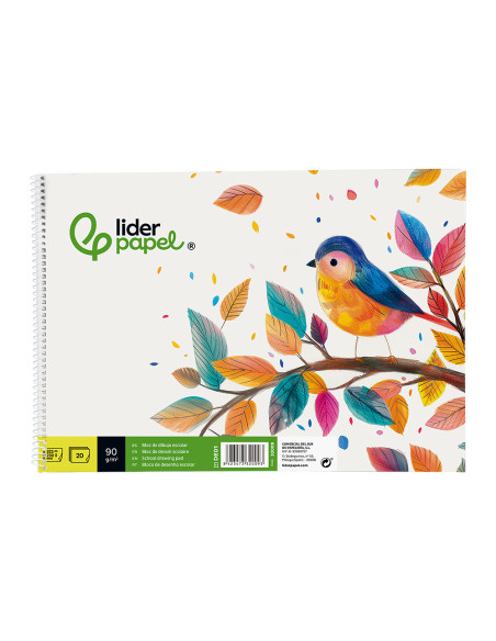 CUADERNO ESP. LIDERPAPEL DIBUJO FL. 20H 90GR.