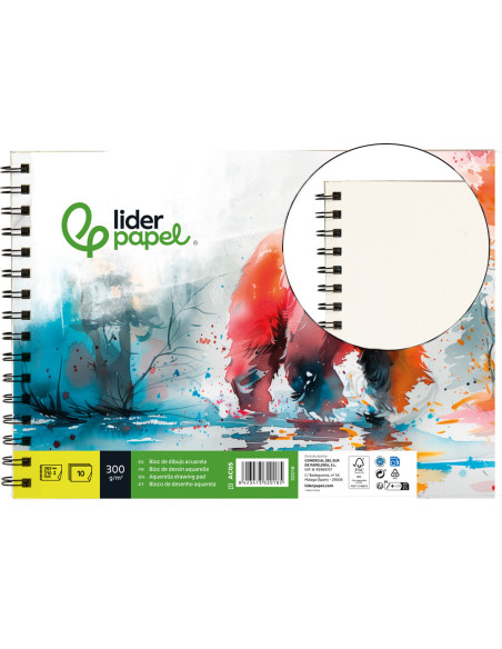 CUADERNO ESP. LIDERPAPEL DIBUJO A4 ACUARELA 10H. 300GR.