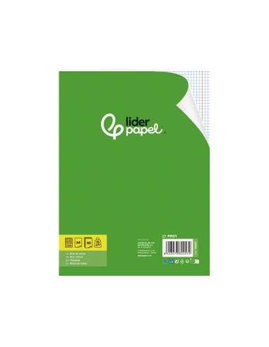 BLOC ENCOLADO LIDERPAPEL A4 5MM PERFORADO 80H. 60GR. S/TAPA