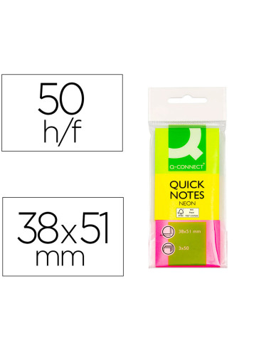 BLOC NOTAS ADH. Q-CON. 40X50MM 3UD 50H. COL. SURT.