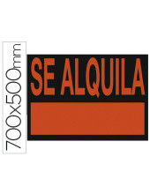 CARTEL PLASTICO SE ALQUILA ROJO FLUOR 700X500 MM