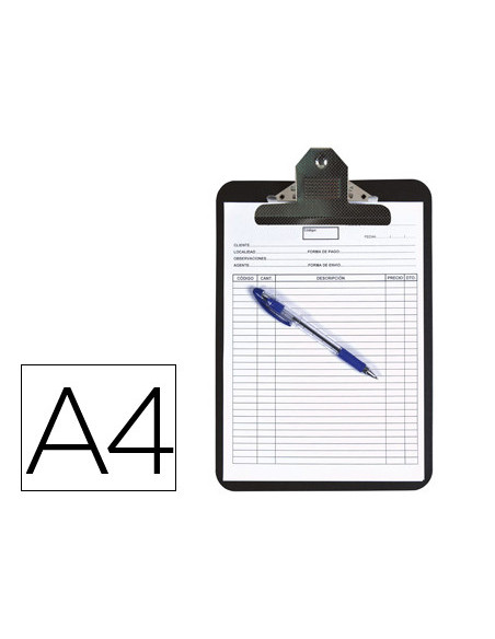 PORTANOTAS PINZA SUPERIOR Q-CON.PP NEGRO DIN A4
