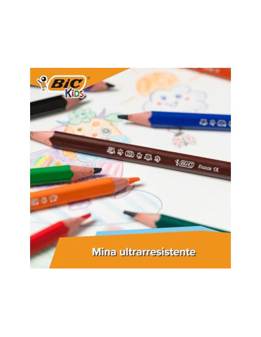 LAPICES COL.BIC KID EVOLUTION ESTUCHE 12 COL.SURT. MINA ULTRA