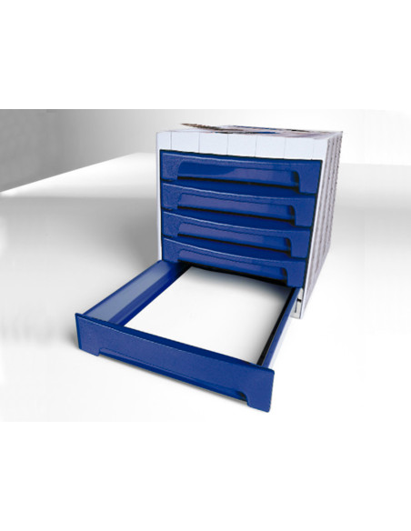 FICHERO CAJ. SOBREM.37X30,5X21,5 CM BANDEJA ORG.SUPERIOR 5 CAJ. AZUL