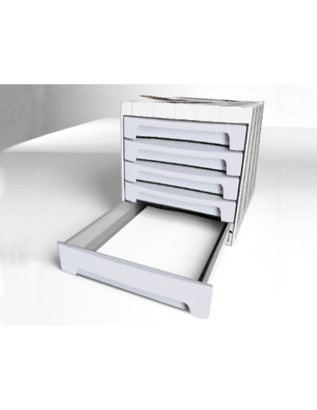 FICHERO CAJ. SOBREM.37X30,5X21,5 CM BANDEJA ORG.SUPERIOR 5 CAJ. GRIS
