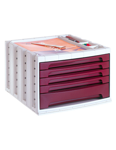 FICHERO CAJ. SOBREM.37X30,5X21,5 CM BANDEJA ORG.SUPERIOR 5 CAJ. BURDE