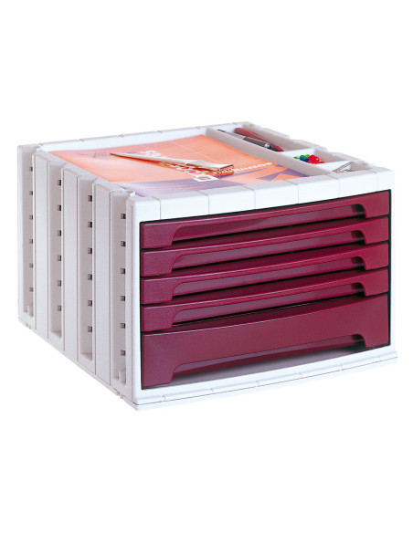 FICHERO CAJ. SOBREM.37X30,5X21,5 CM BANDEJA ORG.SUPERIOR 5 CAJ. BURDE