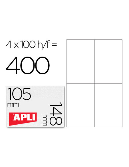 ETIQUETA ADH. APLI 1280 105X148MM 100H.