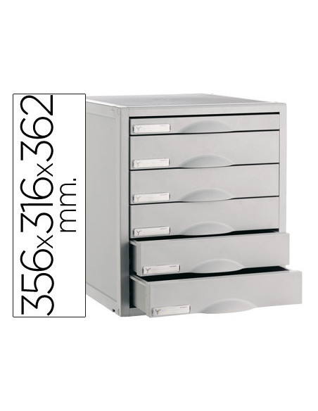 FICHERO CAJON SOBREM.8206C 356X316X362 MM 6CAJ. COLOR GRIS