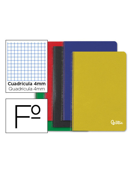 CUADERNO ESP. LIDERPAPEL FL. T.DURA 4MM 80H. 60GR. COL.SURT.