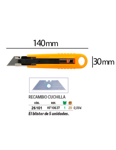CUTTER Q-CON.SEGURIDAD C/CUCHILLA RETR.