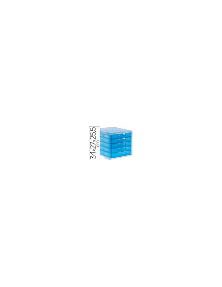FICHERO CAJ. SOBREM.340X270X255 MM APILABLES 5 CAJ. AZUL MAR TRANSLUC
