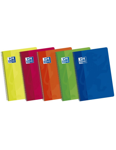 CUADERNO ESP. OXFORD FL. T.CARTON 4MM 80H. 90GR. SURT.