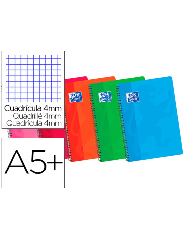 CUADERNO ESP. OXFORD A5 T.CARTON 4MM 80H. 90GR. COL.SURT.