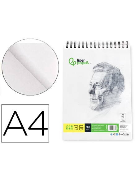 CUADERNO ESP. LIDERPAPEL DIBUJO A4 ESBOZO LISO 100H. 90GR.