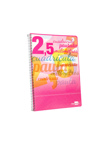 CUADERNO ESP. LIDERPAPEL FL. T.CARTON PAUTA 2.5MM 80H. 70GR.COL.SURT.