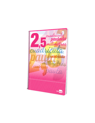 CUADERNO ESP. LIDERPAPEL FL. T.CARTON PAUTA 2.5MM 80H. 70GR.COL.SURT.