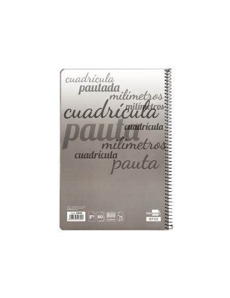 CUADERNO ESP. LIDERPAPEL FL. T.CARTON PAUTA 2.5MM 80H. 70GR.COL.SURT.