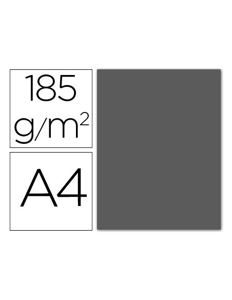 CARTULINA GUARRO DIN A4 GRIS PLOMO 185 GR PAQUETE 50 H 200040178