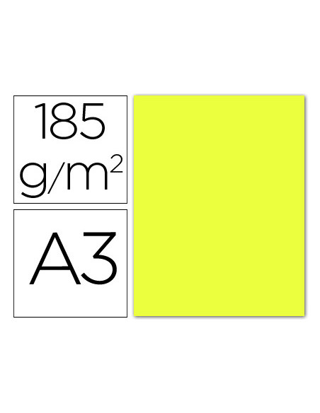 CARTULINA GUARRO DIN A3 AMARILLO LIMON 185 GR PAQUETE 50 H 200040182