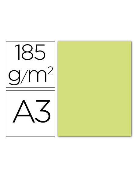 CARTULINA GUARRO DIN A3 VERDE MANZANA 185 GR PAQUETE 50 H 200040206