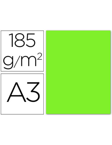 CARTULINA GUARRO DIN A3 VE.FLUORESCENTE 250 GR PAQUETE 50 H 200040819
