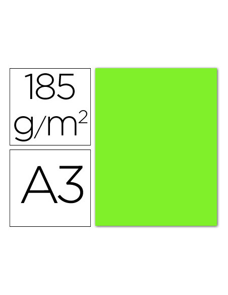 CARTULINA GUARRO DIN A3 VE.FLUORESCENTE 250 GR PAQUETE 50 H 200040819