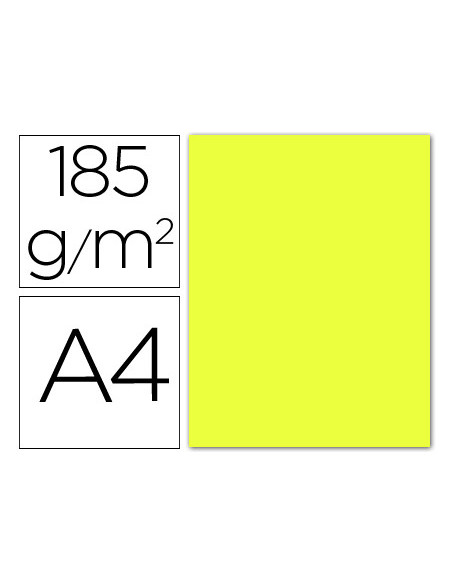 CARTULINA GUARRO DIN A4 AMARILLO LIMON 185 GR PAQUETE 50 H 200040154