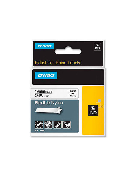 CINTA DYMO 18489 19MMX3.5MT RHINO NYLON FLEX. BL./NG.