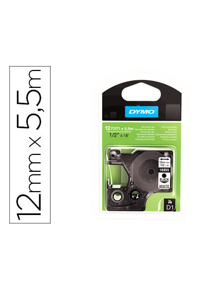 CINTA DYMO 16959 12MMX5.5MT POLIESTER NG./BL. D1
