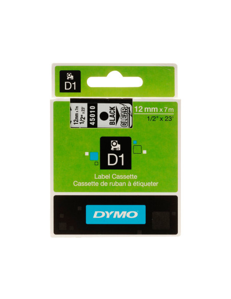 CINTA DYMO 45010 12MMX7MT NG./TPTE. D1