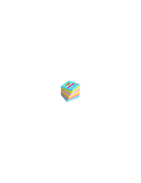 BLOC NOTAS ADH.POST-IT SUPER STICKY 76X76MM 6UD 90H. COL.SURT.