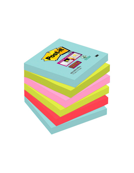 BLOC NOTAS ADH.POST-IT SUPER STICKY 76X76MM 6UD 90H. COL.SURT.