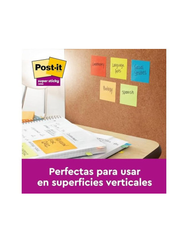 BLOC NOTAS ADH.POST-IT SUPER STICKY 76X76MM 6UD 90H. COL.SURT.