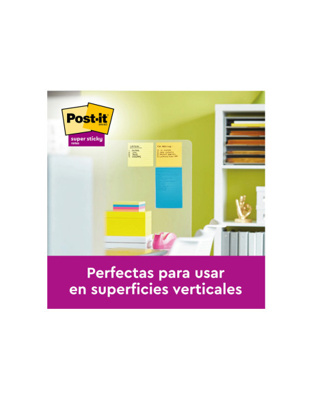 BLOC NOTAS ADH.POST-IT SUPER STICKY 149X98MM 4UD 45H. COL. SURT.