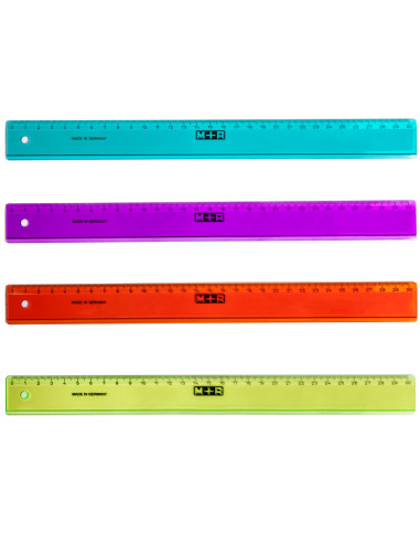 REGLA MOR 30 CM PLASTICO COLORES SURTIDOS GRADUADA Y BISELADA