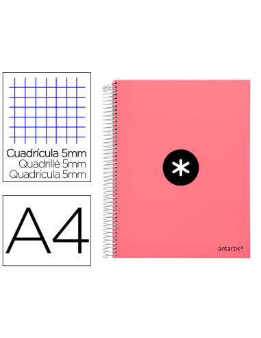 CUADERNO ESP. ANTARTIK A4 T.FORRADA 5MM 5B 4T. 120H. 100GR. CORAL