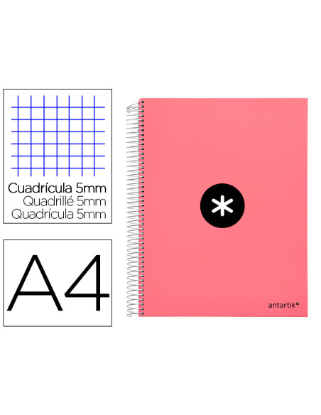CUADERNO ESP. ANTARTIK A4 T.FORRADA 5MM 5B 4T. 120H. 100GR. CORAL