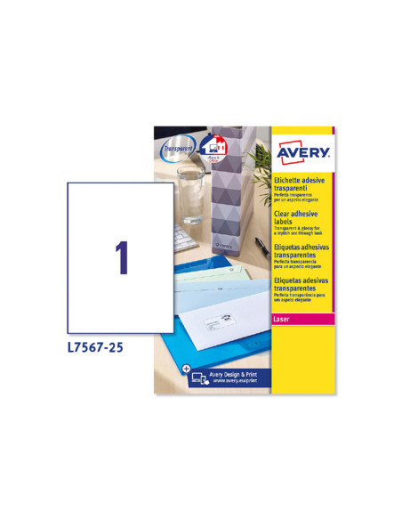 ETIQUETA ADH. AVERY L7567-25 210X297MM TPTE. 25H.