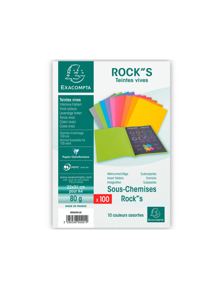 SUBCARPETA A4 80 GR. FINO EXACOMPTA COLORES SURTIDOS C/100