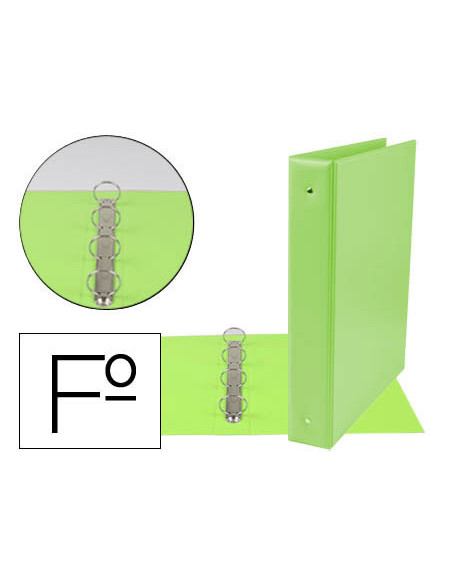 CARPETA LIDERPAPEL 4A 40 MM REDONDAS PLASTICO FL.COL.VER. PISTACHO