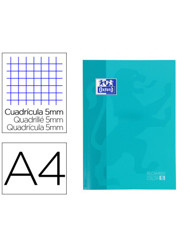 RECAMBIO OXFORD DIN A4 80H.90 GR OPTIK PAPER CUADROS 5MM 4 TALADROS