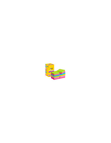 BLOC NOTAS ADH.POST-IT SUPER STICK 76X76MM 12UD 100H. COL. SURT.