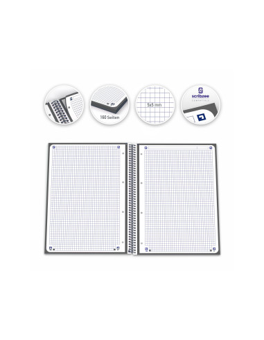 CUADERNO ESP. OXFORD EBOOK A4 T.EXTRA. 5MM 80H. GRIS